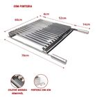 Grelha Argentina Inox 70x60 + 2 Espetos + Pegador Churrasco