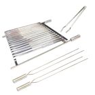 Grelha Argentina Inox 70x60 + 2 Espetos + Pegador Churrasco