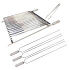 Grelha Argentina Inox Churrasco 70x40 + 3 Espetos + Pegador