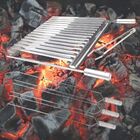 Grelha Argentina Inox Churrasco 70x40 + 3 Espetos + Pegador