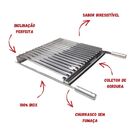 Grelha Argentina Inox Churrasco 70x50 + 3 Espetos + Pegador