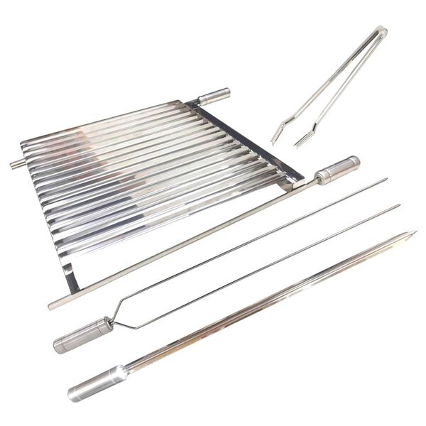 Grelha Churrasco Parrilla Argentina 70x50 Inox + 2 Espetos
