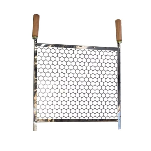 Grelha De Churrasco 58cm X 40cm Galvanizada Cabo De Madeira