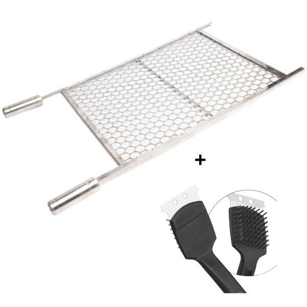 Grelha Moeda Inox 100% 70x60 M/ Limpa Grelha E Churrasqueira