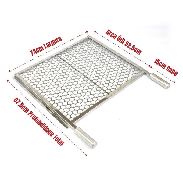 Grelha Moeda Inox Chapa Grossa C/aba 74x52,5 Gml840e Gaúcha