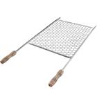 Grelha Para Churrasqueira 74x38cm Moeda Aço Inox 430 Com Cabo