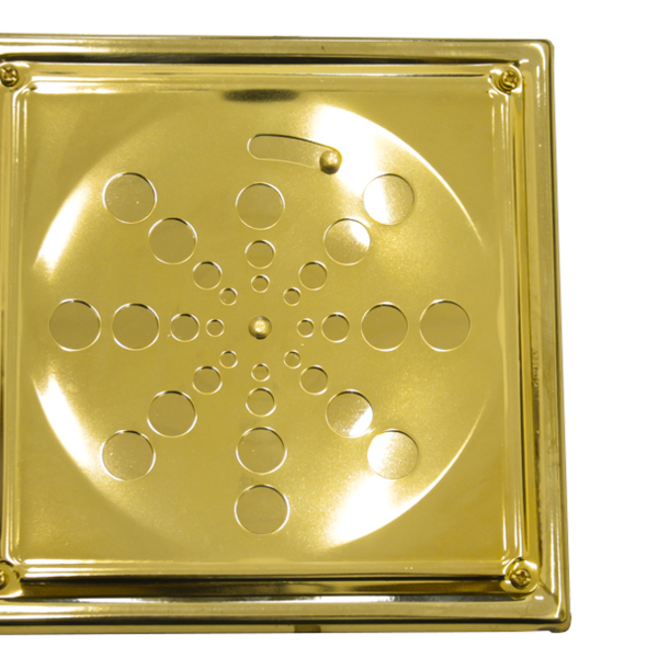 Grelha Para Ralo Dourada Quadrada 15cm Com Caixilho-estilmax