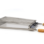 Grelha Parrilla 40x40cm Argentina Inox Cabo De Madeira Cód: 9