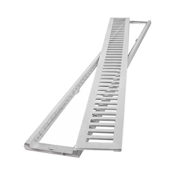 Grelha e Porta Grelha para Pedestres com Baixa Vazão de Alumínio Polida 10x100cm Cinza LG Mais