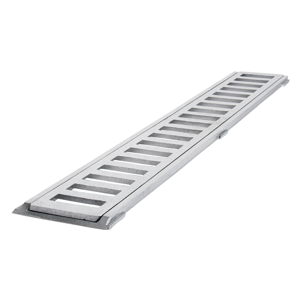 Grelha e Porta Grelha para Pedestres com Baixa Vazão de Alumínio Polida 10x50cm Cinza LG Mais