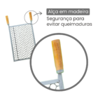 Grelha Popular Moeda Inox 55x30 Para Churrasco Cabo Madeira N