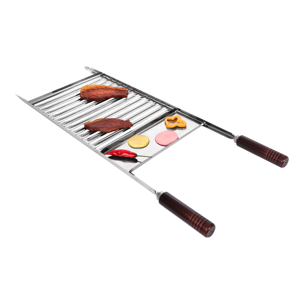 Grelha Queijeira Chapa Auxiliar Com Borda Aço Inox 31x50cm -