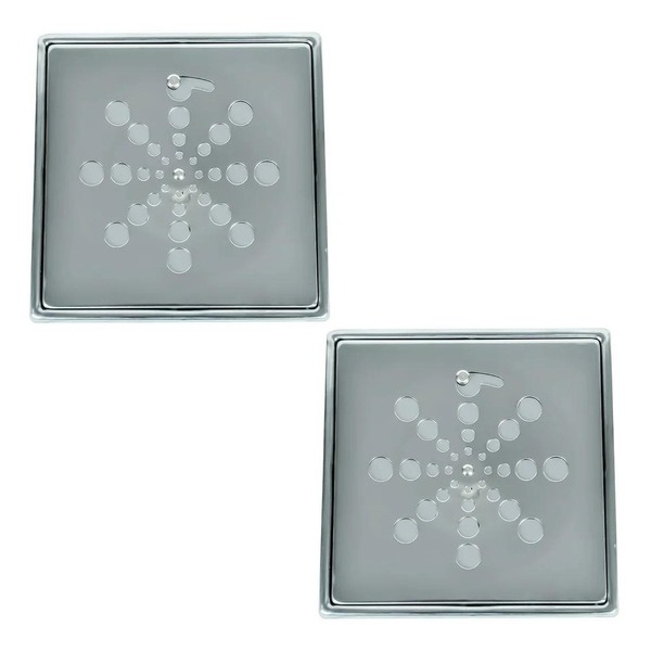 Grelha Ralo Quadrado C/ Caixilho 10 X 10 2 Peças Click On Aço