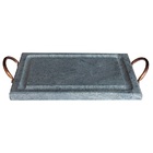 Grelha Retangular Pedra Sabão Com Alça De Cobre 20x30 Cm