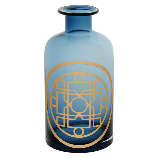 Gretha Garrafa Decorativa 21x11x11cm Vidro Azul