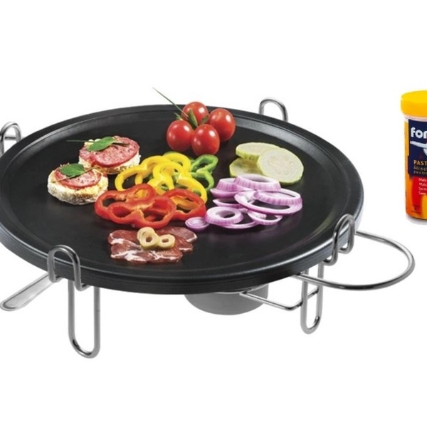 Grill Para Carne Na Pedra Fondue Rechaud 37cm C/ 8 Pastilhas