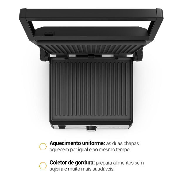 Grill Philco 2 Em 1 Chapas Removíveis E Abertura 180° Pgr50a
