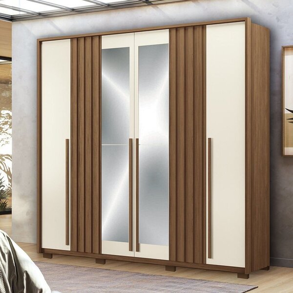 Guarda- Roupa Coimbra 4 Portas 4 Gavetas Com Espelho E Pés Ja