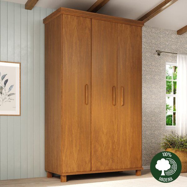 Guarda- Roupa Ibiza 3 Portas - 100% Madeira Mogno Mel