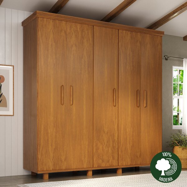 Guarda- Roupa Ibiza 5 Portas - 100% Madeira  Mogno Mel