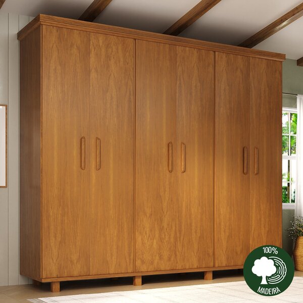 Guarda -roupa Ibiza 6 Portas - 100% Madeira  Mogno Mel