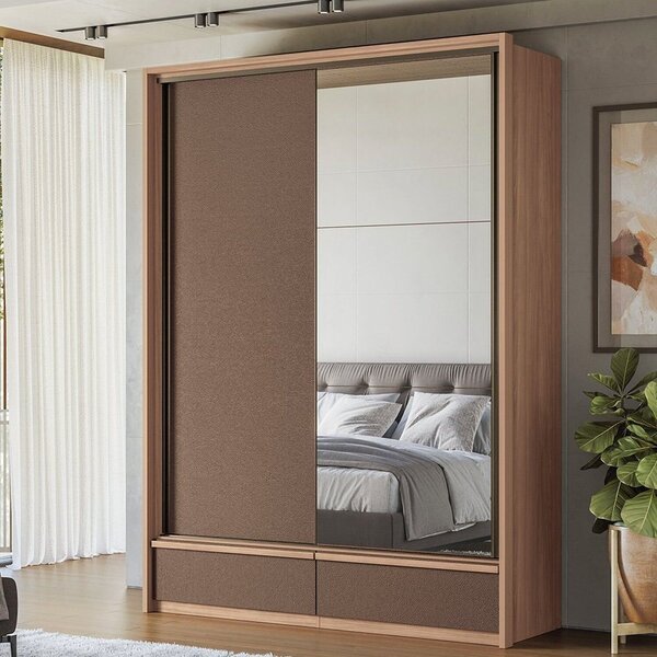 Guarda-roupa 02 Portas De Correr 4 Gavetas Mdp Volpe Wood /te