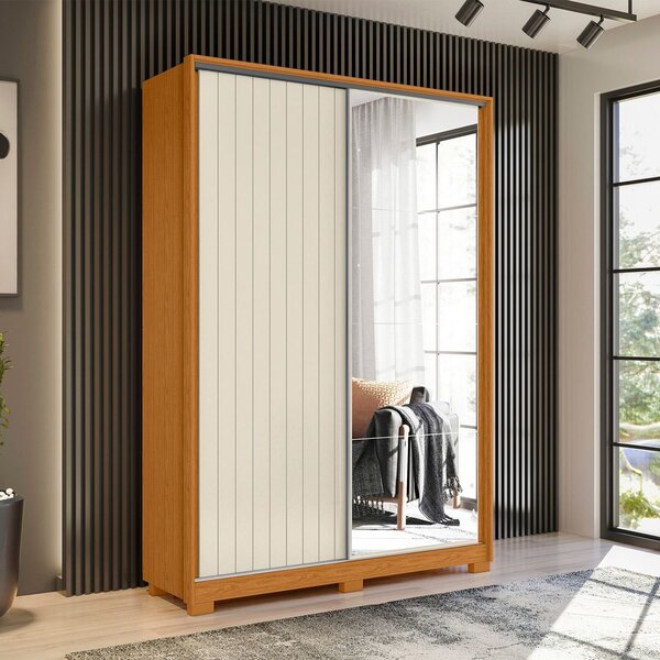 Guarda-roupa 02 Portas De Correr Com Espelhos Frizatto Cinamo