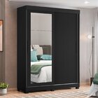 Guarda-roupa 02 Portas De Correr Com Espelhos Spin Preto / Ci