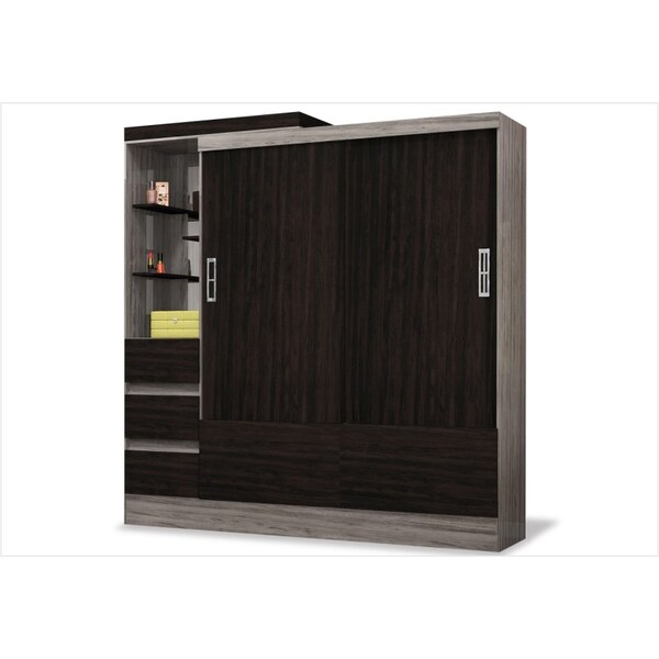 Guarda Roupa 02 Portas De Correr Onix Duo Cinza Silver Com Éb