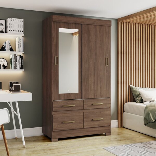 Guarda-roupa 02 Portas Deslizantes 04 Gavetas Com Espelho B25