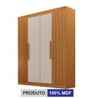 Guarda-roupa 04 Portas, Detalhe Ripado Canada Cinamomo/ Off W