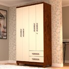 Guarda Roupa 04 Portas E 02 Gavetas Line Imbuia/champanhe - V