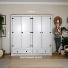 Guarda-roupa 04 Portas E 02 Gavetas Mdf/madeira Maciça Branco