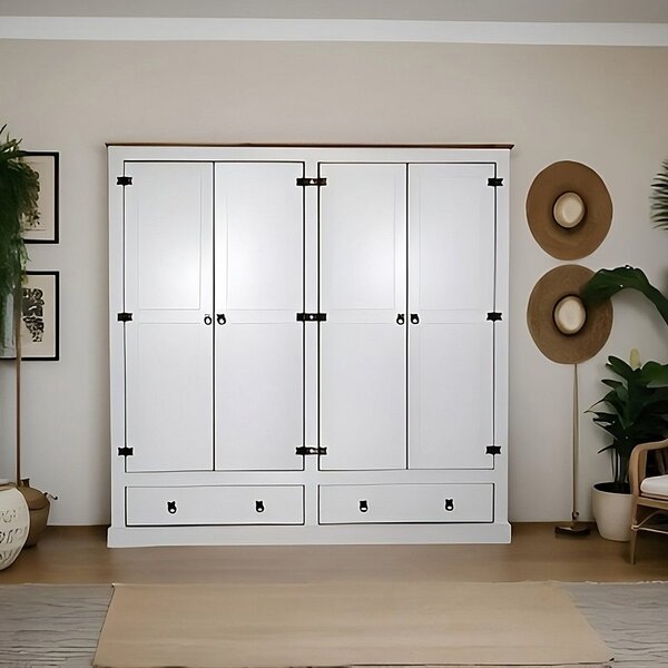 Guarda-roupa 04 Portas E 02 Gavetas Mdf/madeira Maciça Branco