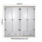 Guarda-roupa 04 Portas E 02 Gavetas Mdf/madeira Maciça Branco