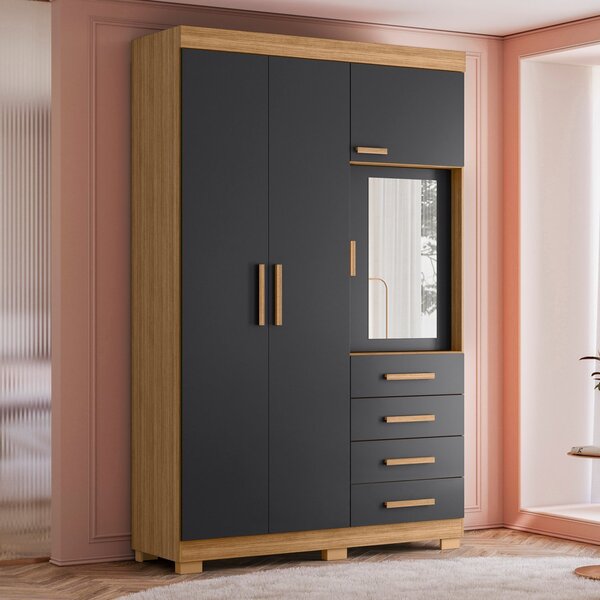 Guarda-roupa 04 Portas E 04 Gavetas Com Espelho Virtus Soltei