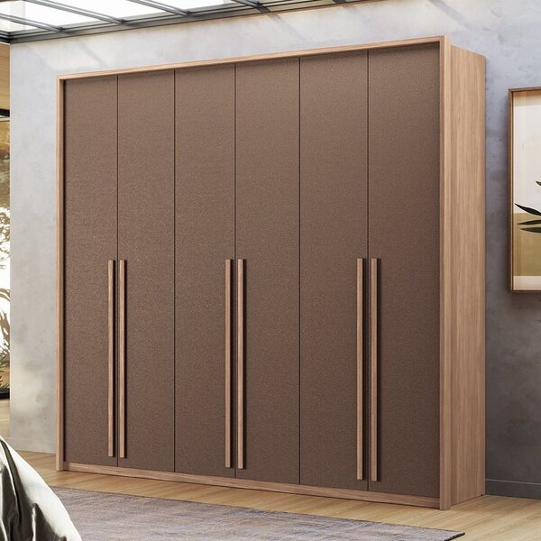 Guarda-roupa 06 Portas 4 Gavetas Com Espelho Mdp Genova Wood/