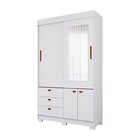 Guarda-roupa 100% Mdf 2 Portas De Correr 3 Gavetas E 6 Pés Ch