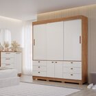 Guarda-roupa 100% Mdf 3 Portas De Correr 3 Gavetas E 8 Pés Ch