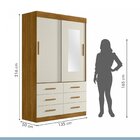Guarda Roupa 100% Mdf Com Espelho 2 Portas 6 Gavetas Texas Yp