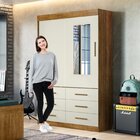 Guarda Roupa 100% Mdf Com Espelho 2 Portas 6 Gavetas Texas Yp