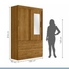 Guarda Roupa 100% Mdf Com Espelho 2 Portas 6 Gavetas Texas Ypê