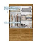 Guarda Roupa 100% Mdf Com Espelho 2 Portas 6 Gavetas Texas Ypê