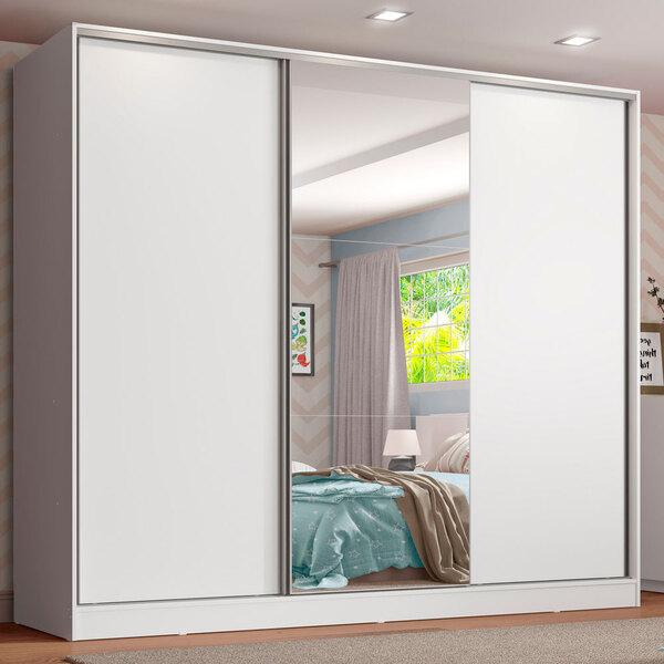 Guarda Roupa 100% Mdf Madesa Sevilha 3 Portas De Correr Com E