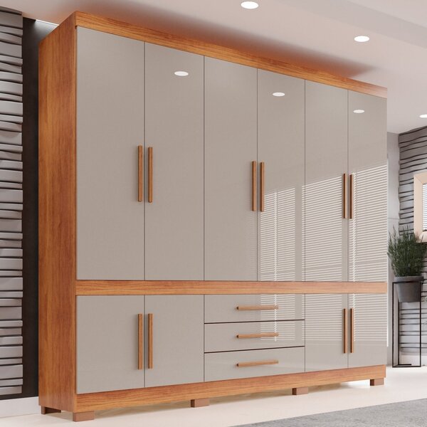 Guarda-roupa 10 Portas 3 Gavetas Parma Premium Cinamomo/off-w