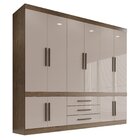 Guarda-roupa 10 Portas 3 Gavetas Parma Premium Ipê/off White