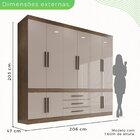 Guarda-roupa 10 Portas 3 Gavetas Parma Premium Ipê/off White