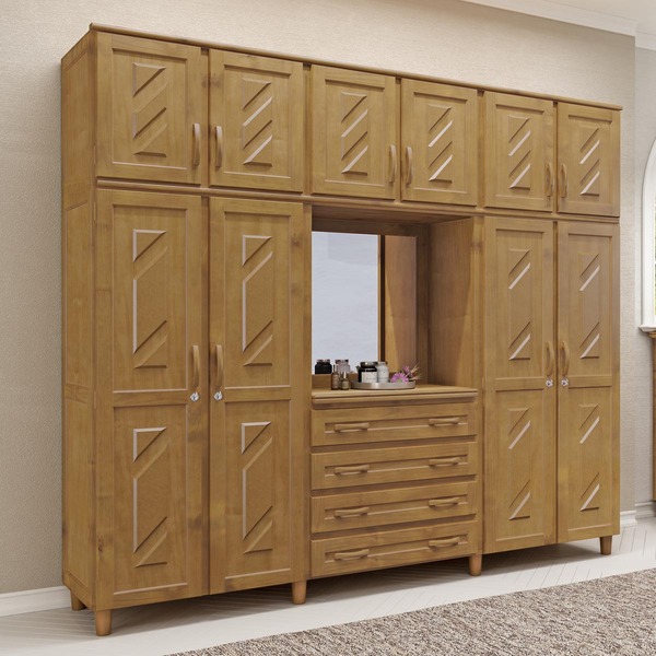 Guarda-roupa 10 Portas 4 Gavetas Capelinha Imbuia Madeira Pin