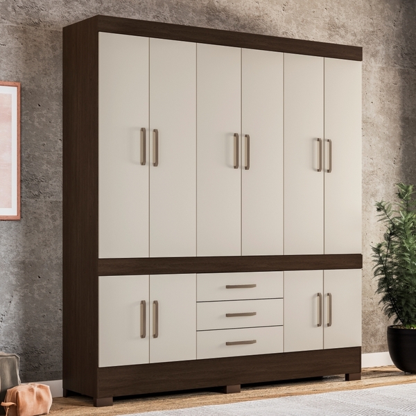 Guarda Roupa 10 Portas Berlim Ébano/off White