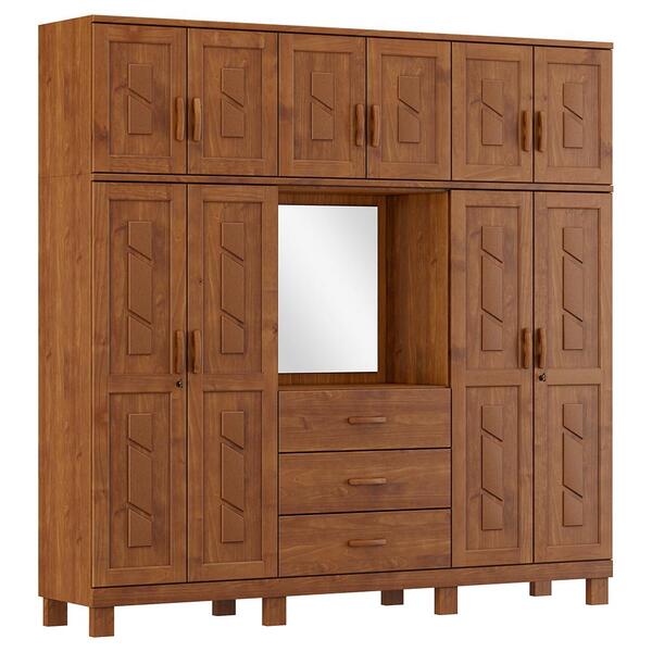 Guarda Roupa 10p 3g Com Aplique Capela 225 Cm 1278 Milani Sto